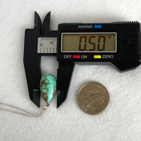 Sterling Silver 925 Southwest Bezel Set Turquoise Cabochon Pendant Necklace 18" - Picture 14 of 16